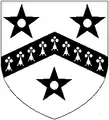 Gresham arms: Argent a Chevron Erminés between three Mullets pierced Sable