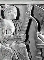 Detail of a pandura-type instrument from a Roman sarcophagus relief, 3rd century AD (British Museum)