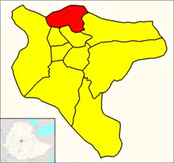 Gullele (red) within Addis Ababa