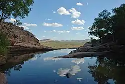 Spectacular natural infinity pool at the top of Gunlom Falls Kakadu 2015