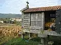 Corn cobs inside an hórreo, Boiro, Galicia.