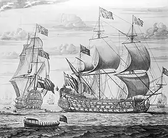 engraving of a ship painted by Sailmaker