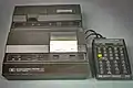 Interface loop with thermal printer HP82162A (front left), a cassette drive HP82161A (back left) and an HP-41CX