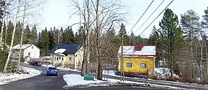 Wooden houses in Halssila.