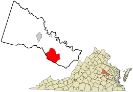 Location in Hanover County and the state of Virginia