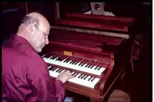 Hans Adler performing on his modern Pleyel harpsichord