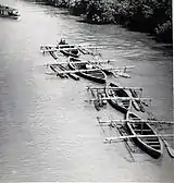 Hardwood logs transported down the Suriname River in  South America in 1955