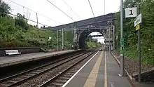 Looking north at Hartford railway station towards Acton Bridge.