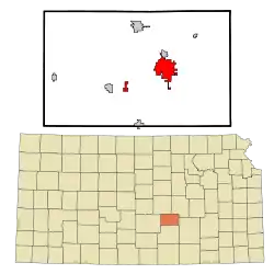 Location within Harvey County and Kansas