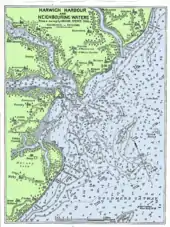 An 1804 chart of Harwich area from a survey by Graeme Spence - enlargement shows "Ray Isle".