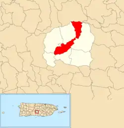 Location of Hato Puerco Arriba within the municipality of Villalba shown in red