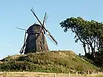 Havnø Mølle. A windmill part of the mill collection of 'Møllehistorisk samling'.