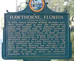 Front of historical marker, with text