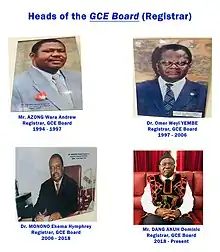 Heads of the GCE Board (Registrar)