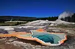 Lion Geyser behind Heart Spring