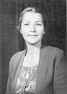 Black and white headshot of a woman