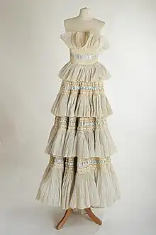 Heiress gown from 1957 with chevron pleated handkerchief linen.