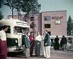 Soviet camp with insignia and a picture of Stalin