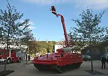 A Marder infantry fighting vehicle converted for use as a firefighting vehicle with the German Fire Services