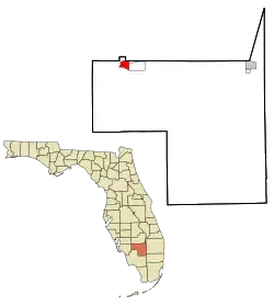 Location in Hendry County and the state of Florida