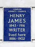 Henry James blue plaque at no 34