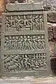 Hero stone with 11th- or 12th-century Old Kannada inscription in Kalleshvara temple in Bagali in Davangere district, Karnataka