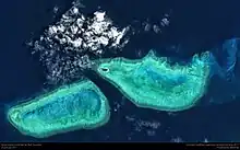 Satellite image of Heron Island and surrounding reefs on 25 January 2017.