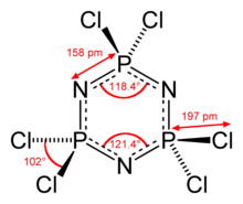 Hexachlorophosphazene conventional formula and bond lengths