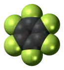 Space-filling model of hexafluorobenzene