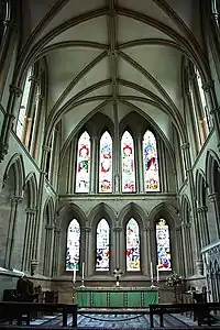 Early English lancet windows, built 1234, east end of Southwell Minster, Nottinghamshire, England