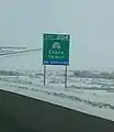 Exit sign on westbound Interstate 70