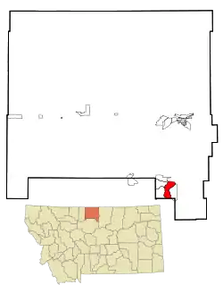 Location of Rocky Boy'sAgency, Montana