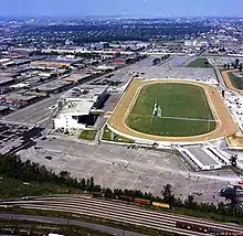 Aerial view of raceway and surrounding area