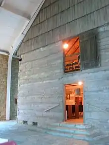 The original Cane Ridge Meeting House within the Stone Memorial Building