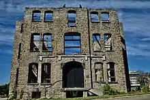 Stone ruins of St. Agnes Hospital's 1909 building