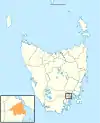 Map showing Hobart City LGA in Tasmania