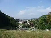 View from the dam to the municipality of Affoltern (with playground)