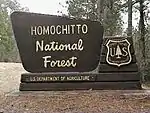 A sign for Homochitto National Forest.