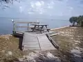 Picnic table with St. Joseph's Sound in the background