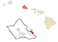 Location in Honolulu County and the state of Hawaii