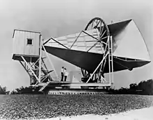 Holmdel Horn Antenna in Holmdel, New Jersey (1960s). Built to support the Echo satellite communication program, it was later used in experiments that revealed the cosmic background radiation permeating the universe.