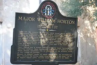 Historical marker for Maj. Horton