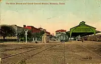 Hotel Brazos and Grand Central Station, Houston, Texas (postcard, circa 1911)