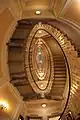 The staircase in the hotel, photographed from the ground floor looking up in 2016