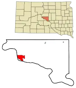 Location within Hughes County in South Dakota