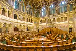 The National Assembly sits in the Parliament House in Budapest