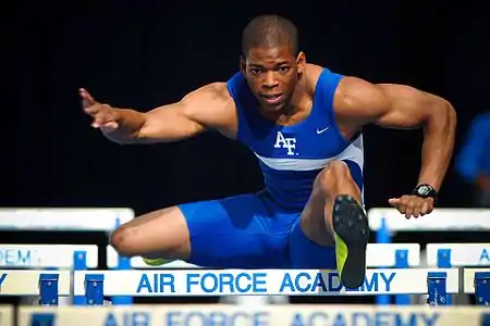 A hurdler in a uniform