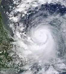 Hurricane Karl, the most destructive hurricane of the 2010 Atlantic Hurricane Season, approaches Mexico on September 16.