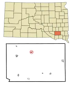 Location in Hutchinson County and the state of South Dakota