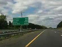 Mileage sign at the eastern terminus of I-70 near Baltimore